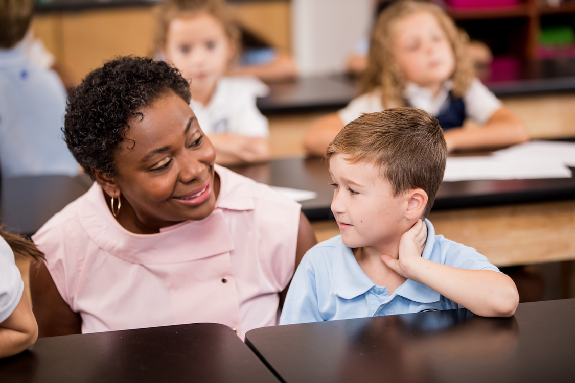 great hearts kindergartner and teacher